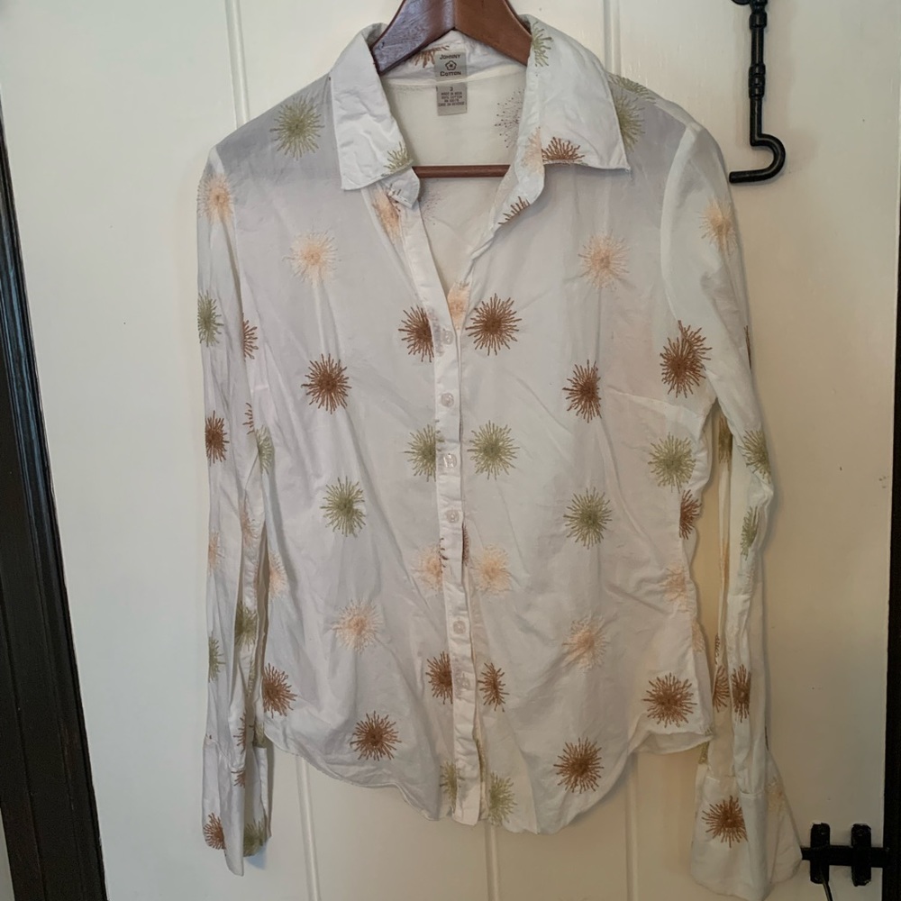 Johnny Cotten White Button Down Shirt M